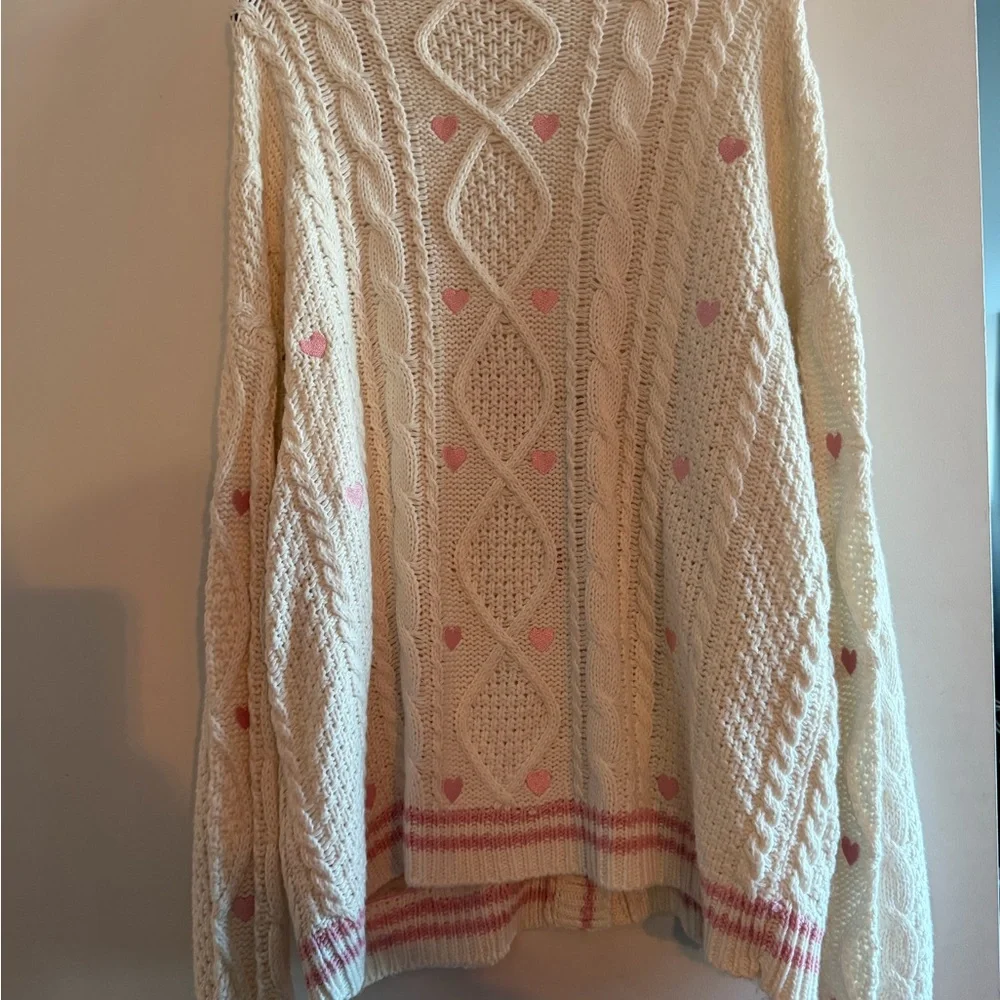Taylor Swift Lover Heart-Patterned White and Pink Cardigan - Picture 4 of 5